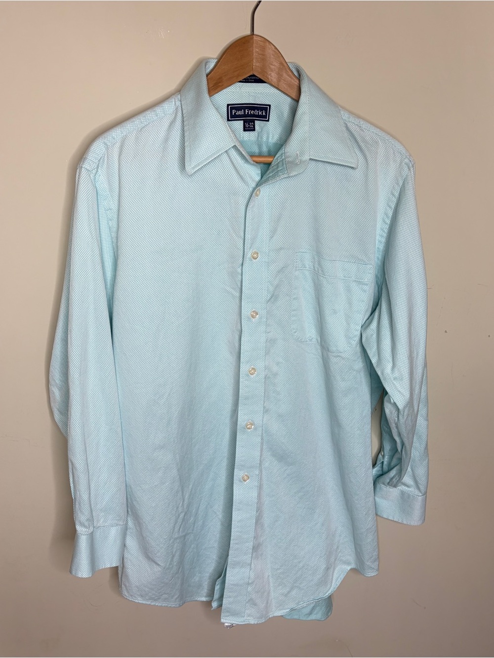 Paul Fredrick Imperial 100’s 2 Ply Cotton Dobby Light Aqua Dress Shirt